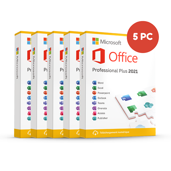 Microsoft Office Professional Plus 2021 Clé de licence - Windows 5 devices