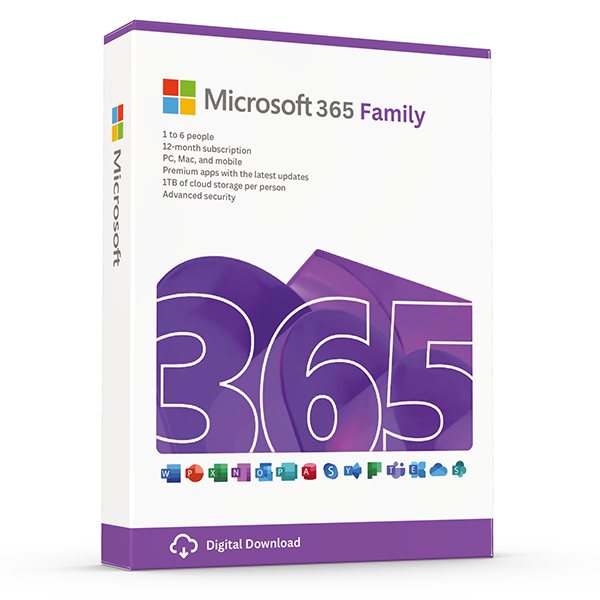 Microsoft Office 365 Family - 6 Users - 1 year - 30 devices - Includes updates