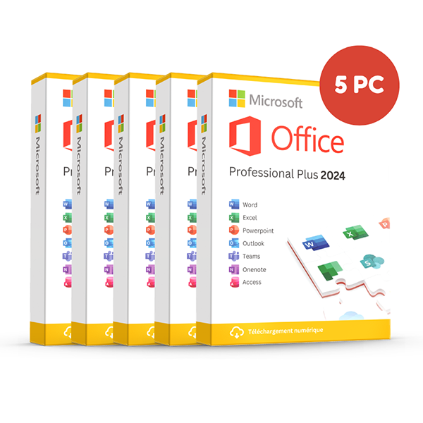 Microsoft Office Professionnel Plus 2024 Code Licence - Windows 5 appareils